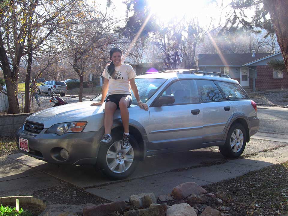 A speech-language pathologist (my ex-wife) with her first car! And she even got a Subaru t-shirt!
