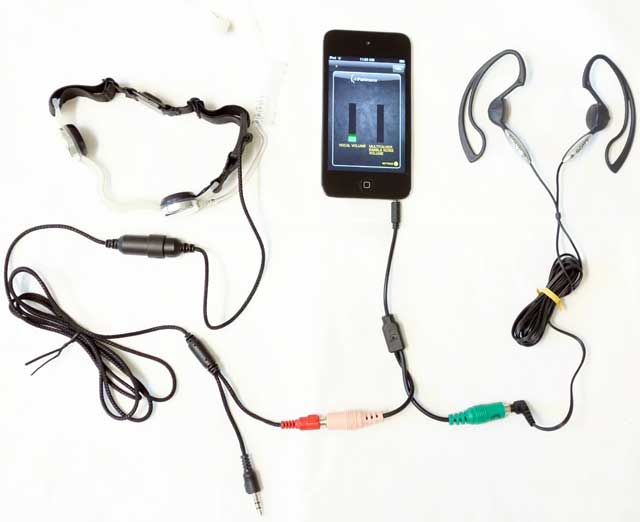 iParkinsons with Iasus NT3 throat microphone and binaural earphones